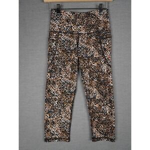 Old Navy Active PowerSoft Leggings Womens Small Petite Brown Abstract Crop